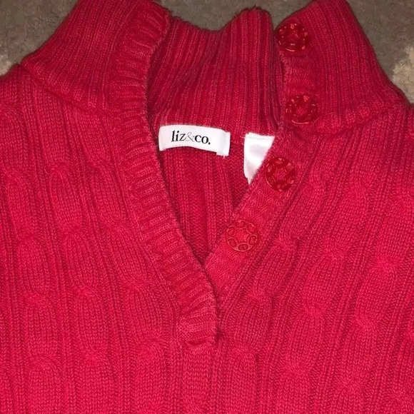Liz Claiborne Women's Small Cable Knit Cotton Blend Sweater - Picture 3 of 3